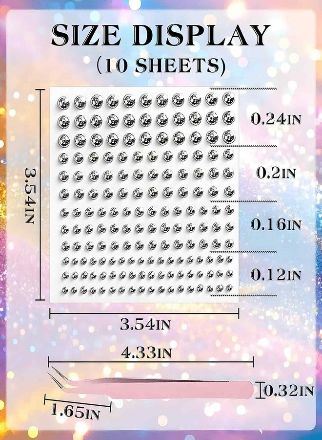 Gaahkai 1650PCS Fake Dermal Piercing Balls, Fake Eyebrow Peircings Stickers for Women Men, 10 Sheets - Image 2
